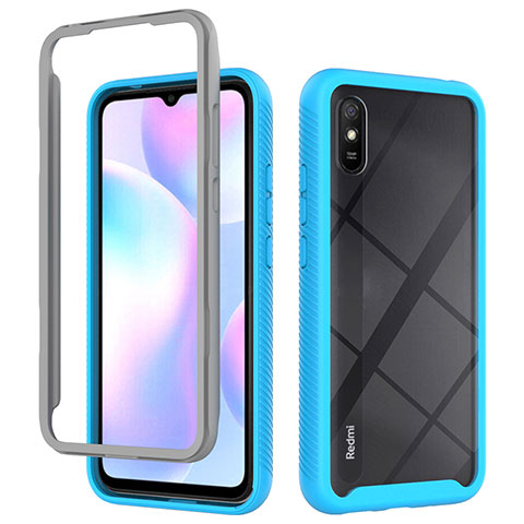 Carcasa Bumper Funda Silicona Transparente 360 Grados ZJ4 para Xiaomi Redmi 9A Azul Cielo