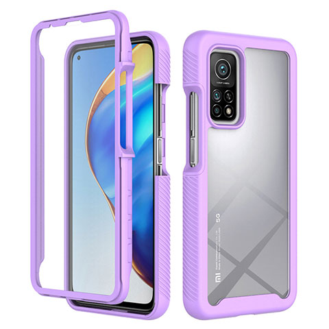 Carcasa Bumper Funda Silicona Transparente 360 Grados ZJ4 para Xiaomi Redmi K30S 5G Purpura Claro