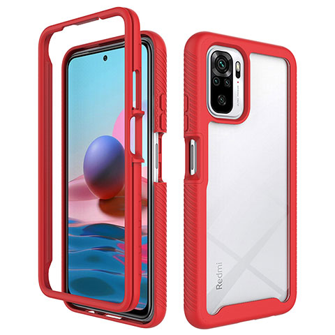 Carcasa Bumper Funda Silicona Transparente 360 Grados ZJ4 para Xiaomi Redmi Note 10 4G Rojo