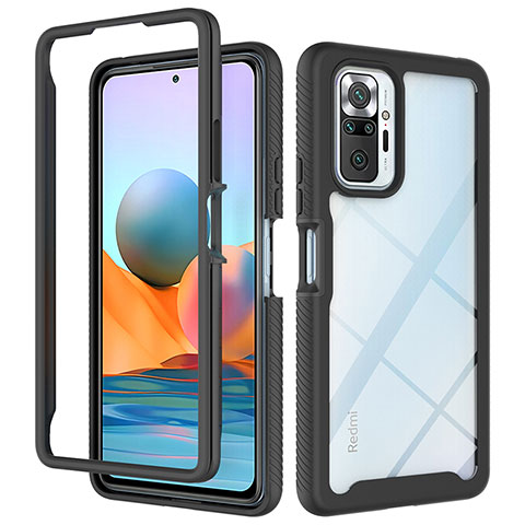 Carcasa Bumper Funda Silicona Transparente 360 Grados ZJ4 para Xiaomi Redmi Note 10 Pro 4G Negro