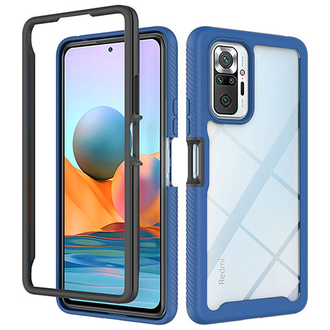 Carcasa Bumper Funda Silicona Transparente 360 Grados ZJ4 para Xiaomi Redmi Note 10 Pro Max Azul