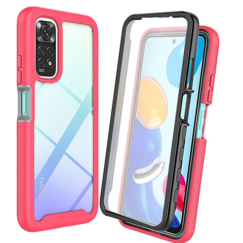 Carcasa Bumper Funda Silicona Transparente 360 Grados ZJ4 para Xiaomi Redmi Note 11 4G (2022) Rosa Roja