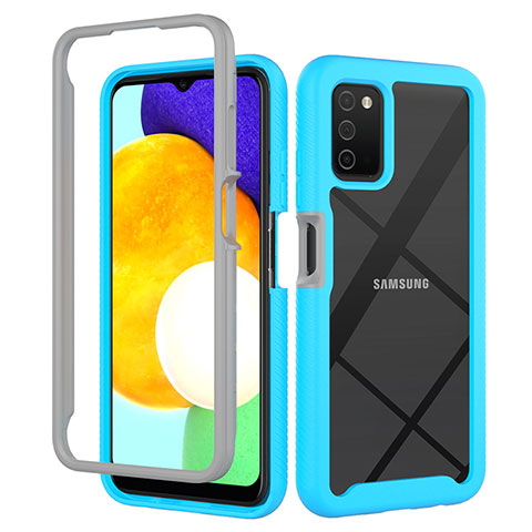 Carcasa Bumper Funda Silicona Transparente 360 Grados ZJ5 para Samsung Galaxy A03s Azul Cielo