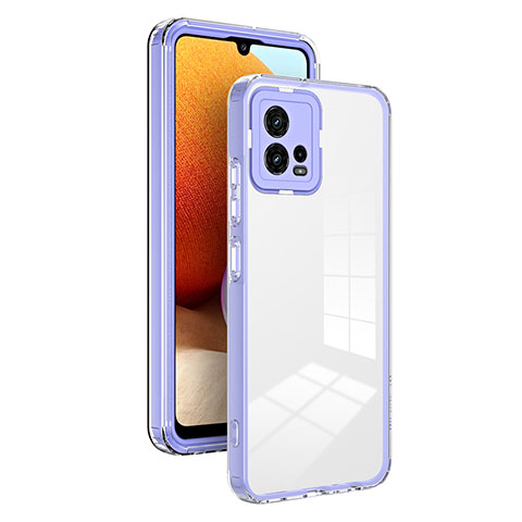 Carcasa Bumper Funda Silicona Transparente Espejo H01P para Motorola Moto G72 Morado