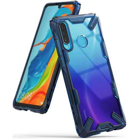 Carcasa Bumper Funda Silicona Transparente Espejo H02 para Huawei P30 Lite XL Azul