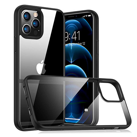 Carcasa Bumper Funda Silicona Transparente Espejo H04 para Apple iPhone 12 Pro Negro