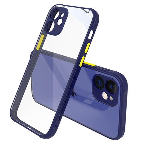 Carcasa Bumper Funda Silicona Transparente Espejo M05 para Apple iPhone 12 Azul Real