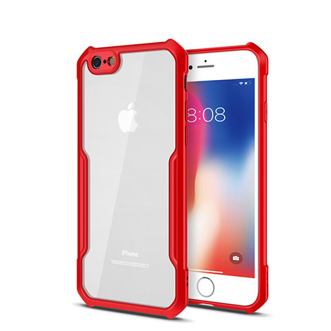 Carcasa Bumper Funda Silicona Transparente Espejo para Apple iPhone 6 Plus Rojo