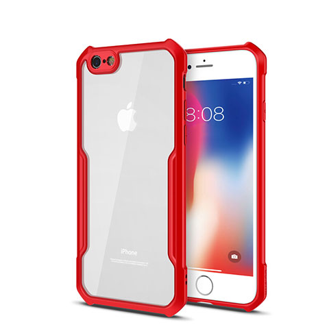 Carcasa Bumper Funda Silicona Transparente Espejo para Apple iPhone 6 Rojo