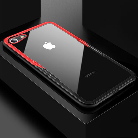 Carcasa Bumper Funda Silicona Transparente Espejo para Apple iPhone 8 Rojo y Negro