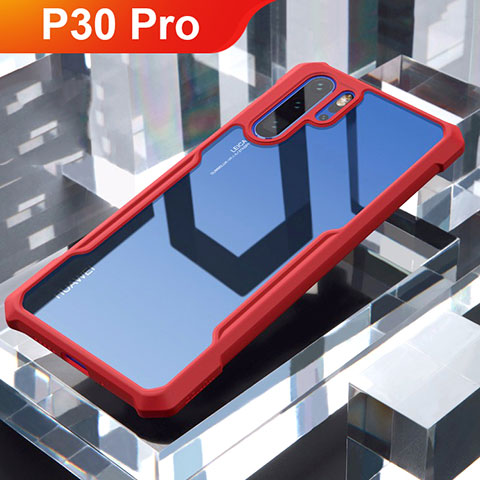 Carcasa Bumper Funda Silicona Transparente Espejo para Huawei P30 Pro New Edition Rojo