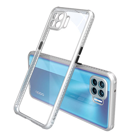 Carcasa Bumper Funda Silicona Transparente Espejo para Oppo F17 Pro Plata