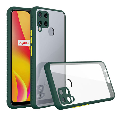 Carcasa Bumper Funda Silicona Transparente Espejo para Realme C15 Verde Noche