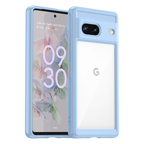 Carcasa Bumper Funda Silicona Transparente J01S para Google Pixel 7 5G Azul Cielo