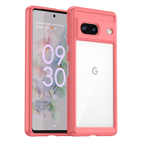 Carcasa Bumper Funda Silicona Transparente J01S para Google Pixel 7 5G Rojo