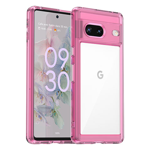 Carcasa Bumper Funda Silicona Transparente J01S para Google Pixel 7 5G Rosa Roja