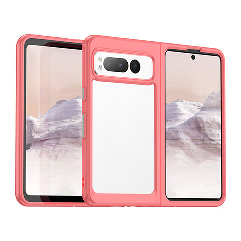 Carcasa Bumper Funda Silicona Transparente J01S para Google Pixel Fold 5G Rojo