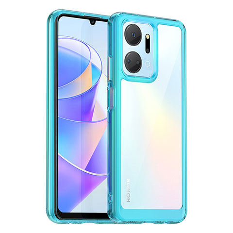 Carcasa Bumper Funda Silicona Transparente J01S para Huawei Honor X7a Azul