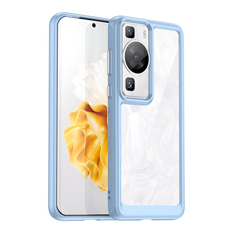 Carcasa Bumper Funda Silicona Transparente J01S para Huawei P60 Pro Azul Cielo