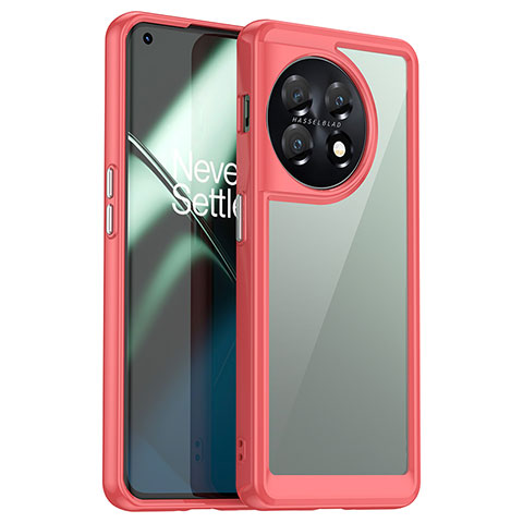 Carcasa Bumper Funda Silicona Transparente J01S para OnePlus 11 5G Rojo