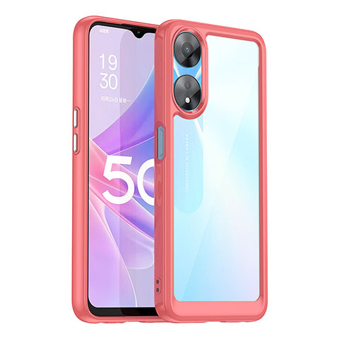 Carcasa Bumper Funda Silicona Transparente J01S para Oppo A58 5G Rojo