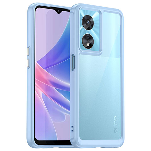 Carcasa Bumper Funda Silicona Transparente J01S para Oppo A58x 5G Azul