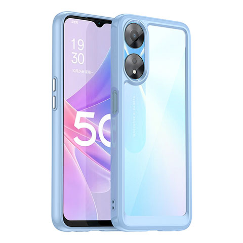 Carcasa Bumper Funda Silicona Transparente J01S para Oppo A78 5G Azul