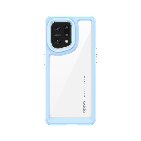 Carcasa Bumper Funda Silicona Transparente J01S para Oppo Find X5 5G Azul