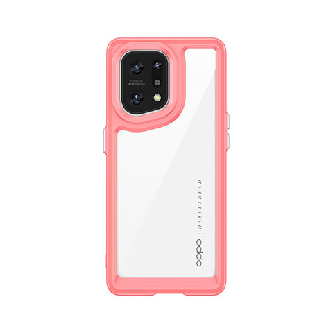 Carcasa Bumper Funda Silicona Transparente J01S para Oppo Find X5 5G Rojo