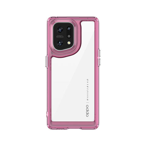 Carcasa Bumper Funda Silicona Transparente J01S para Oppo Find X5 Pro 5G Purpura Claro