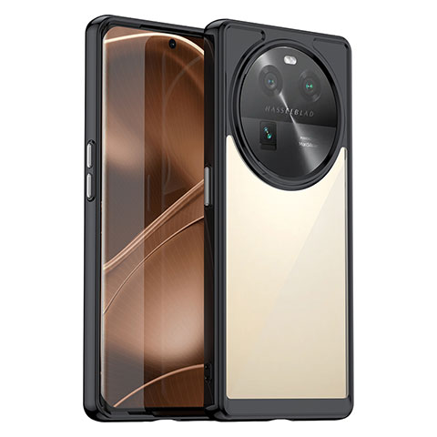 Carcasa Bumper Funda Silicona Transparente J01S para Oppo Find X6 5G Negro