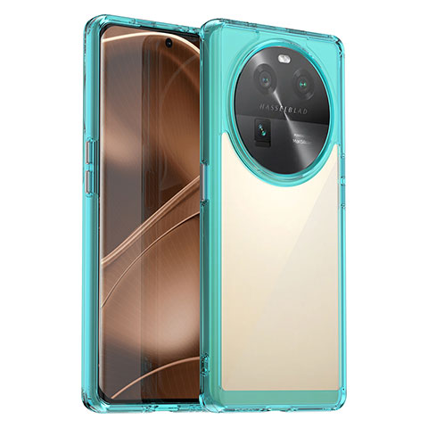 Carcasa Bumper Funda Silicona Transparente J01S para Oppo Find X6 Pro 5G Cian