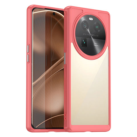 Carcasa Bumper Funda Silicona Transparente J01S para Oppo Find X6 Pro 5G Rojo