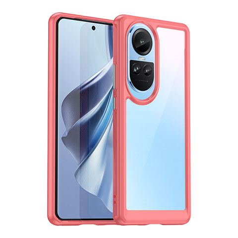 Carcasa Bumper Funda Silicona Transparente J01S para Oppo Reno10 5G Rojo