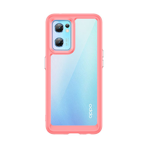 Carcasa Bumper Funda Silicona Transparente J01S para Oppo Reno7 5G Rojo