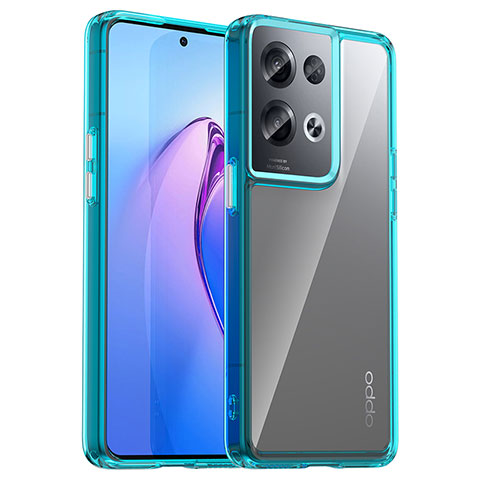 Carcasa Bumper Funda Silicona Transparente J01S para Oppo Reno8 Pro 5G Cian