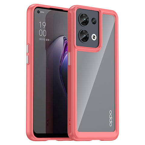 Carcasa Bumper Funda Silicona Transparente J01S para Oppo Reno9 5G Rojo