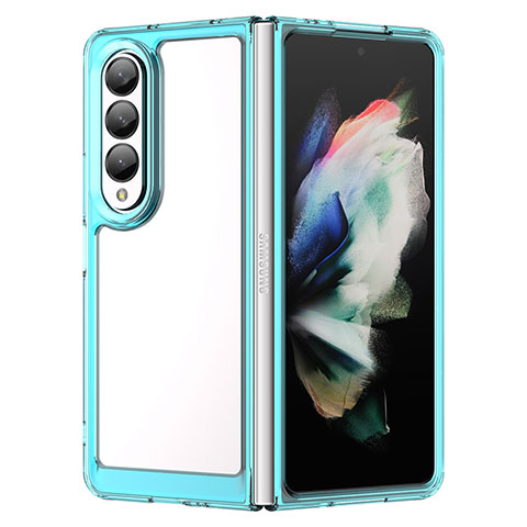 Carcasa Bumper Funda Silicona Transparente J01S para Samsung Galaxy Z Fold3 5G Cian