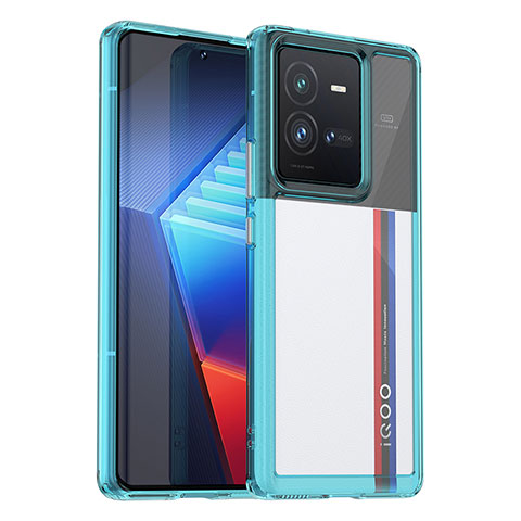 Carcasa Bumper Funda Silicona Transparente J01S para Vivo iQOO 10 Pro 5G Azul Cielo