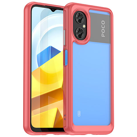 Carcasa Bumper Funda Silicona Transparente J01S para Xiaomi Poco M4 5G Rojo