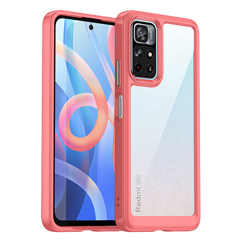 Carcasa Bumper Funda Silicona Transparente J01S para Xiaomi Poco M4 Pro 5G Rojo