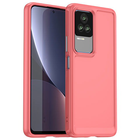 Carcasa Bumper Funda Silicona Transparente J01S para Xiaomi Redmi K60E 5G Rojo