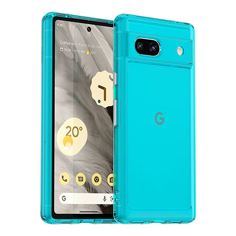 Carcasa Bumper Funda Silicona Transparente J02S para Google Pixel 7a 5G Azul