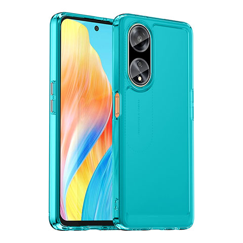 Carcasa Bumper Funda Silicona Transparente J02S para Oppo A98 5G Azul