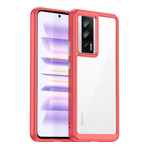 Carcasa Bumper Funda Silicona Transparente J02S para Xiaomi Poco F5 Pro 5G Rojo