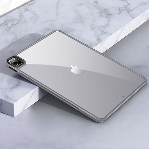 Carcasa Bumper Funda Silicona Transparente para Apple iPad Pro 11 (2021) Gris Oscuro