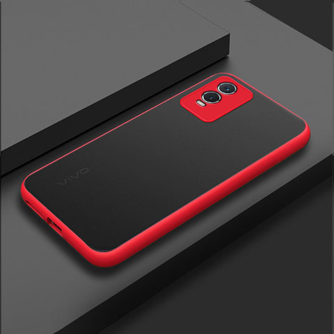 Carcasa Bumper Funda Silicona Transparente para Vivo Y76s 5G Rojo