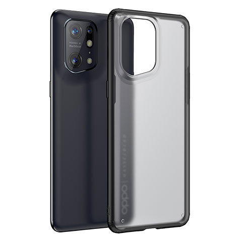 Carcasa Bumper Funda Silicona Transparente W01L para Oppo Find X5 Pro 5G Negro