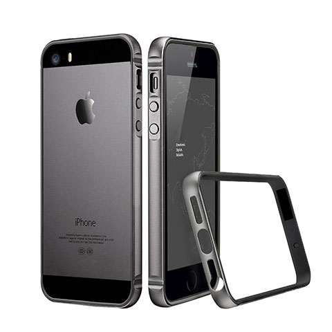 Carcasa Bumper Lujo Marco de Aluminio para Apple iPhone 5S Gris