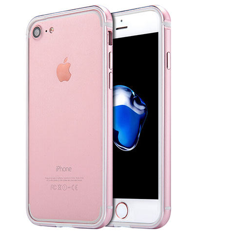 Carcasa Bumper Lujo Marco de Aluminio para Apple iPhone 7 Oro Rosa